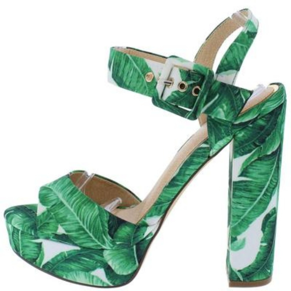LAST PAIR‼️Dream Floral Leaf Open Toe Platform Heel Sandals - Picture 2 of 3